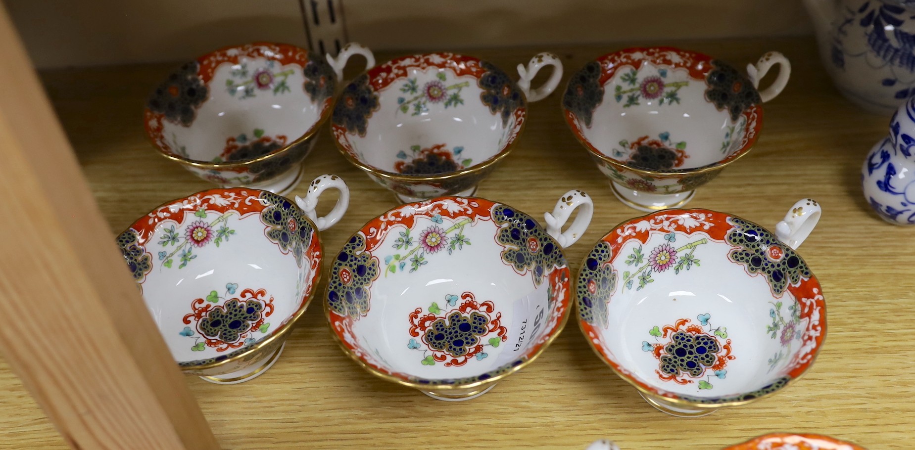 Nine 19th century English porcelain teacups